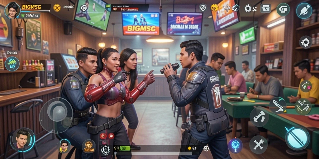 Tampilan seru dari gameplay BIGMSG yang menawarkan interaksi sosial.