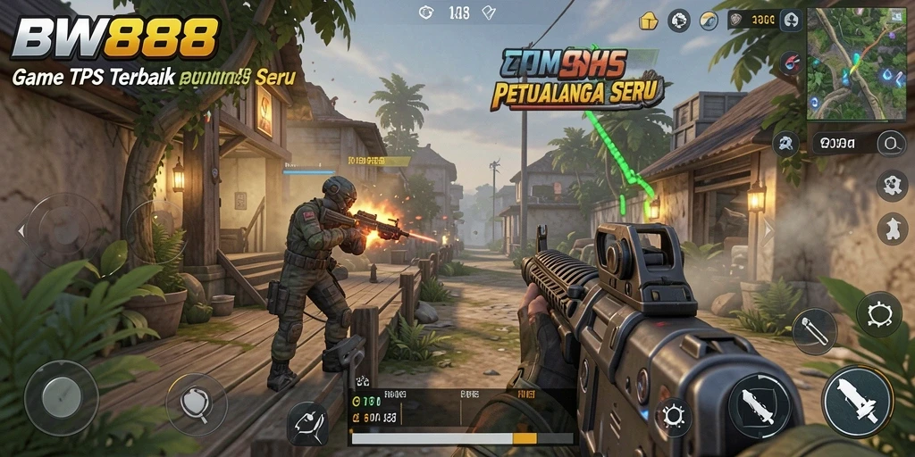 Tampilan gameplay BW888 menampilkan aksi tembak-menembak yang mendebarkan.
