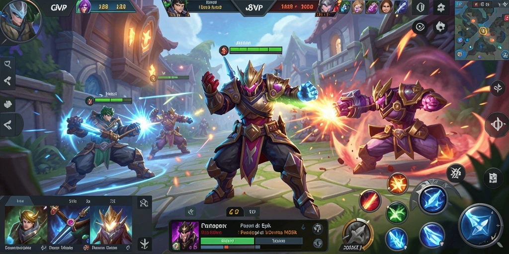Screenshot gameplay C8VIP yang menunjukkan pertarungan seru dan karakter hero.