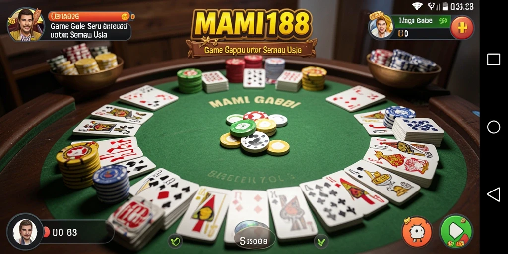 Tampilan gameplay MAMI188 yang menampilkan keseruan bermain Gaple.