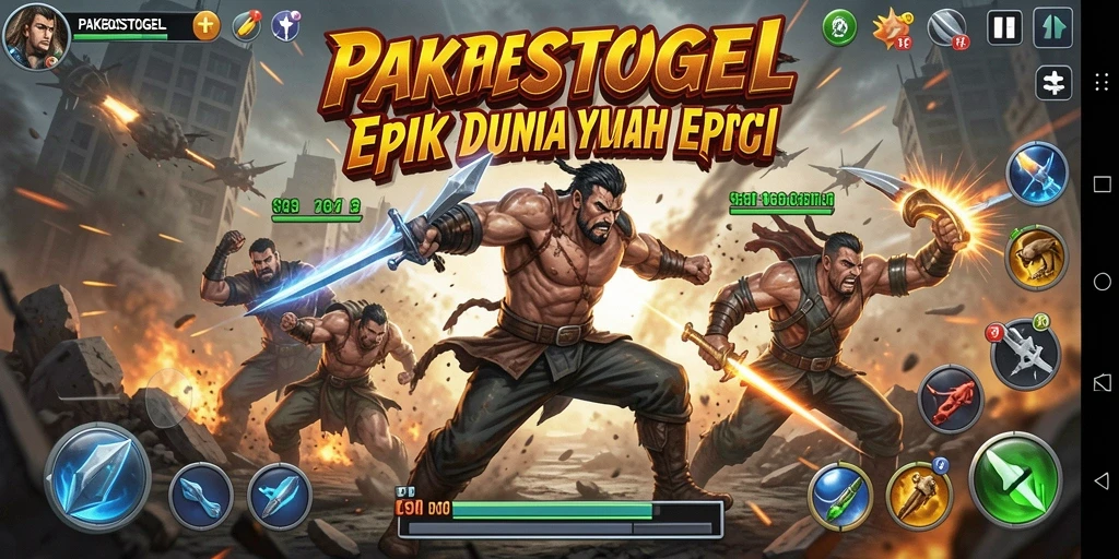 Screenshot PAKBOSTOGEL menampilkan aksi pertempuran yang intens dan mendebarkan.