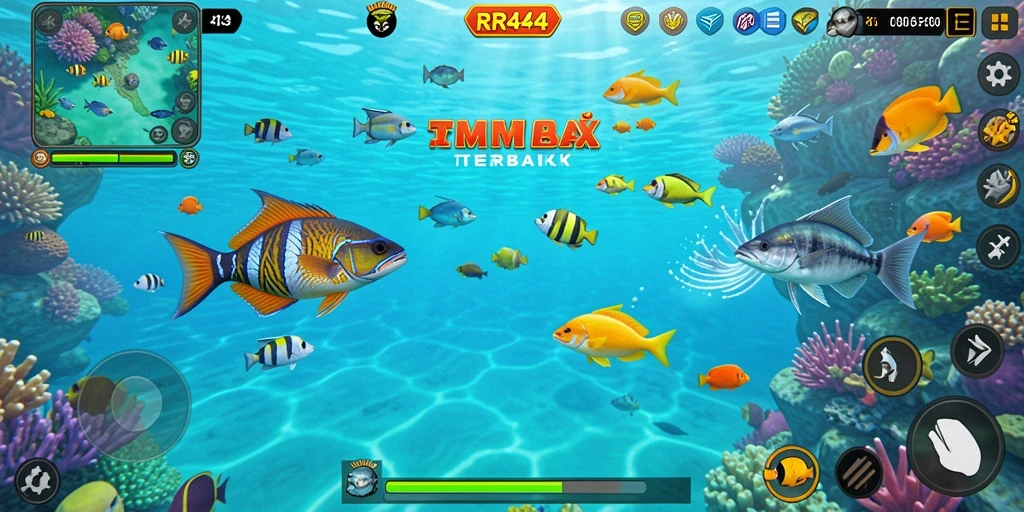 Tampilan gameplay seru dari RR44 saat menembak ikan.