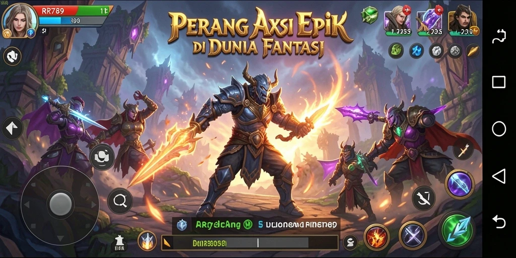 Screenshot utama RR789 menampilkan pertempuran seru yang mendebarkan.