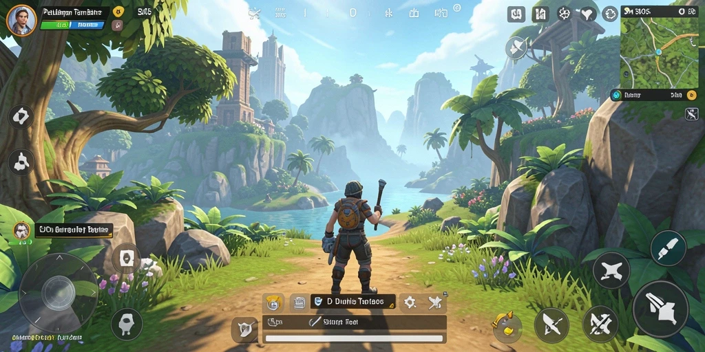 Tampilan gameplay SM605 di dunia terbuka yang luas dan interaktif.